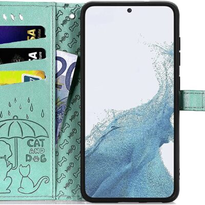 Zalias dekla Samsung Galaxy A546 A54 5G su piešiniais katės ir šuns po skėčiu