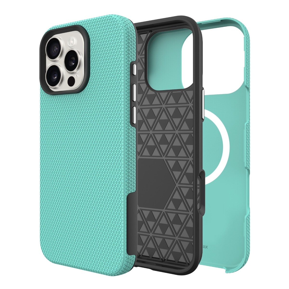 Žalias dėklas telefonui Apple Iphone 12 12 Pro Perfectionists Triangle Mag Žalias dėklas telefonui Apple Iphone 12 12 Pro su trikampio rašto paviršiumi