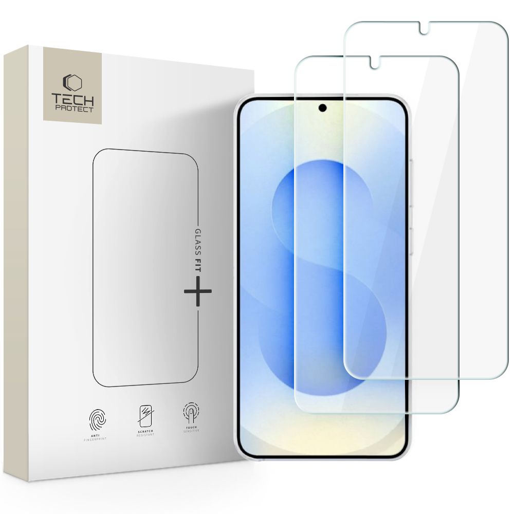Skaidrus apsauginis ekrano stikliukas Samsung Galaxy S26 Plus Skaidrus apsauginis ekrano stikliukas Samsung Galaxy S26 Plus Tech-Protect Glass Fit 2-pack pakuotėje su dviem stikliukais
