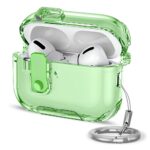 Matcha dėklas Apple Airpods Pro 3 skaidrus žalias su metaliniu žiedu ir ausinėmis dėkle