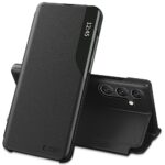 Juodas atverčiamas dėklas Samsung Galaxy A37 5G Tech-Protect Smart View su matomu ekrano laiku ir trimis kameromis