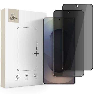 Juodas apsauginis ekrano stikliukas Samsung S26 Ultra TECH-PROTECT GLASS SPY 2-PACK su pakuote ir dviem stikliukais