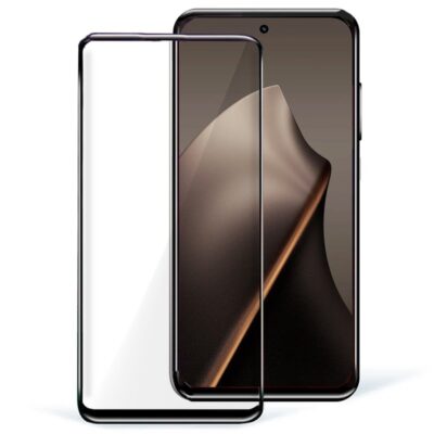 5D Full Glue apsauginis ekrano stikliukas skaidrus su juodais kraštais Xiaomi 15T 15T Pro modeliui
