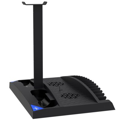 Juoda ipega p5013 charger and cooling station ikrovimo stotele ir ausinimo stovas ps5 ir ps5 psmove valdikliams