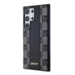 Juodas dėklas telefonui Samsung Galaxy S24 Ultra DKNY PU Leather Checkered Pattern Magsafe su languotu raštu ir juoda oda