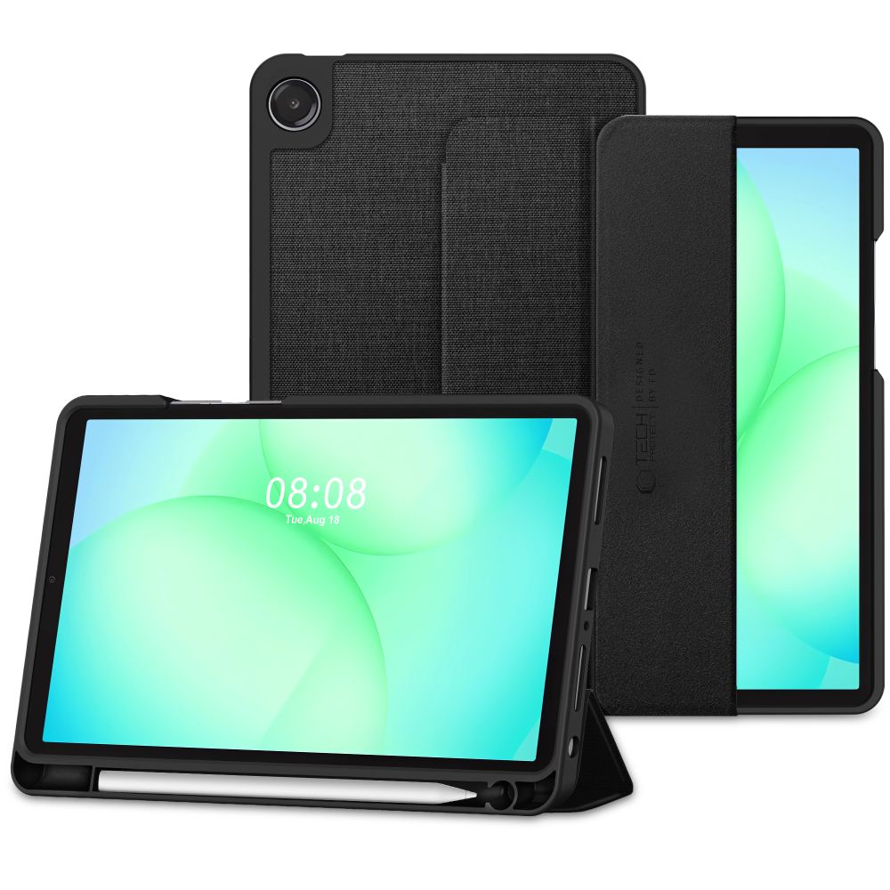 Juodas atverčiamas dėklas GALAXY TAB A9 Plus Juodas atverčiamas dėklas galaxy tab a9 plus su tekshinės medžiagos paviršiumi ir pen skyriaus laisvėjamu krašte