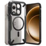 Juodas dėklas OnePlus 15 Ringke Fusion X Magnetic Magsafe su skaidria nugarėle ir tvirtais juodais kraštais