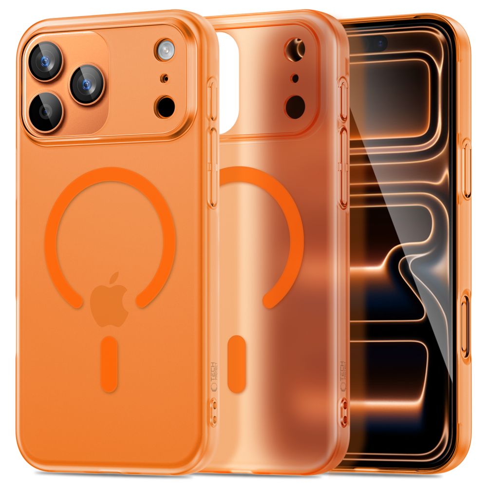 Matinis oranžinis dėklas Apple Iphone 17 Pro Max Tech-Protect Magslim Magsafe Matinis oranžinis dėklas Apple Iphone 17 Pro Max Tech-Protect Magslim Magsafe su matiniu paviršiumi ir magnetiniu žiedu