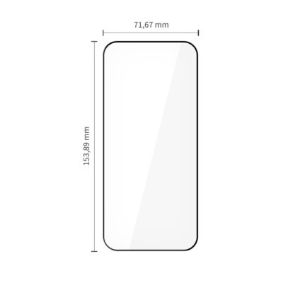 Juodas apsauginis ekrano stikliukas Xiaomi Poco F8 Pro su matmenimis 153,89x71,67 mm