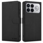 Juodas atverčiamas dėklas Xiaomi Poco F8 Ultra su matoma kamera ir užsegimu