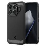 Juodas matinis dėklas Xiaomi 15T Pro su tekstūruotu paviršiumi ir didelėmis kamerų angomis