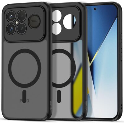 Juodas matinis dėklas Xiaomi Poco F8 Ultra Tech-Protect Magmat Magsafe su kamera ir ekranu