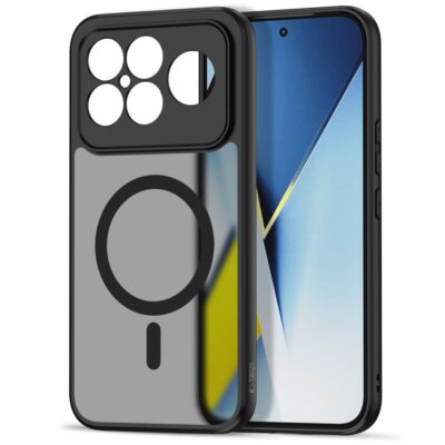 Juodas matinis dėklas Xiaomi Poco F8 Ultra Tech-Protect Magmat Magsafe su išpjovomis kamerai ir magnetu