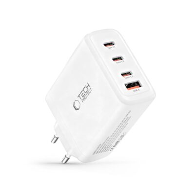 Baltas buitinis pakrovėjas TECH-PROTECT NC140W-GAN 4-port network charger su USB-C ir USB-A jungtimis