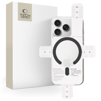 Juodas magnetinis žiedas TECH-PROTECT MMP-200 ant telefono nugarėlės su išmatavimų žyme