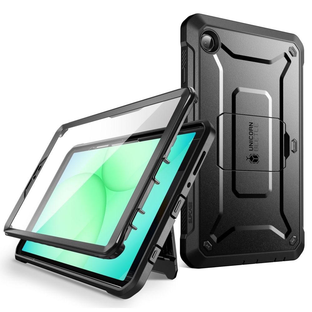 Juodas dėklas Samsung Tab A11 8.7 Supcase Unicorn Beetle Pro Juodas dėklas Samsung Tab A11 8.7 X133 X135 Supcase Unicorn Beetle Pro su ekrano apsauga ir stovu
