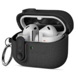 Juodas dėklas Samsung Galaxy Buds 3 su sidabro raktu ir silikonine apsauga