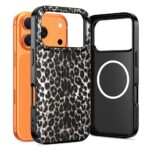 Leopard dėklas Apple Iphone 17 Pro Max Tech-Protect Lamano Magsafe su juodai baltu leopardų raštu