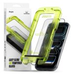 Apsauginis ekrano stikliukas Apple Iphone 17 Pro Max Ringke Easy Slide Anti Reflective Tempered Glas su geltonu montavimo rėmeliu
