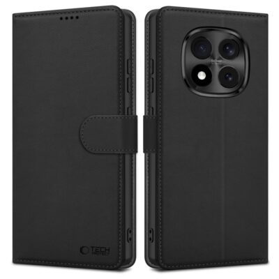 Juodas atverčiamas dėklas Xiaomi Redmi Note 15 Pro 5G Tech-Protect Wallet su magnetiniu užsegimu ir kamerų apsauga