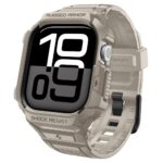 Beige dėklas ir apyrankė Apple Watch 10 11 46mm Spigen Rugged Armor Pro V2