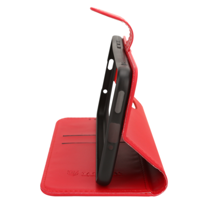 Raudonas atverčiamas dėklas Xiaomi Redmi Note 15 Pro Plus telefonui su funkcija stovėti