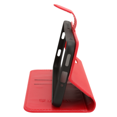 Raudonas atverčiamas dėklas Tactical Field Notes telefonui Xiaomi Redmi Note 15 Pro atidengtas šonu