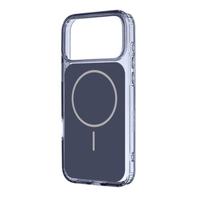 Indigo dėklas Apple iPhone 17 Pro Max skaidrus su mėlynu paviršiumi ir magnetiniu ženklo simboliu