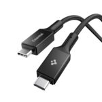 Juodas kabelis Spigen Essential Type-C Cable 240W 150cm su tvirtomis jungtimis ir pynimo dangteliu
