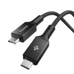 Juodas kabelis SPIGEN EB10015CC Essential Type-C Cable 100W 150cm su nailonine apvalkalu