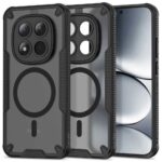 Juodas matinis dėklas Xiaomi Redmi Note 15 Pro 5G su apsauga kamerai ir magnetiniu žiedu