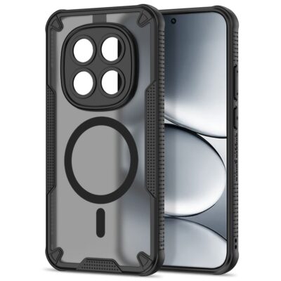 Juodas matinis dėklas Xiaomi Redmi Note 15 Pro 5G Tech-Protect Rugged Shield Magsafe su didelėmis apvalios formos kamerų angomis ir apsauga kampuose