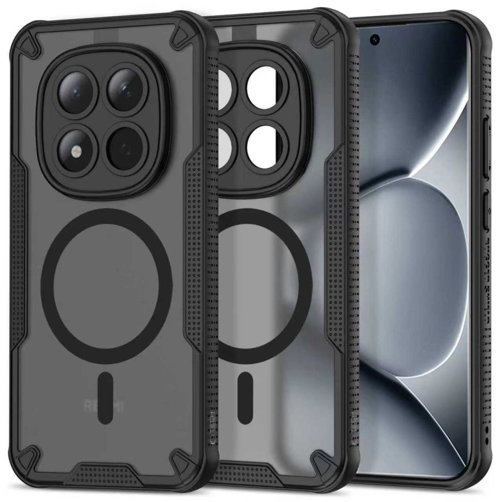 Juodas matinis dėklas Xiaomi Poco M8 Pro Tech-Protect Rugged Shield Magsafe Juodas matinis dėklas Xiaomi Poco M8 Pro su MagSafe žiedu ir kampų apsauga