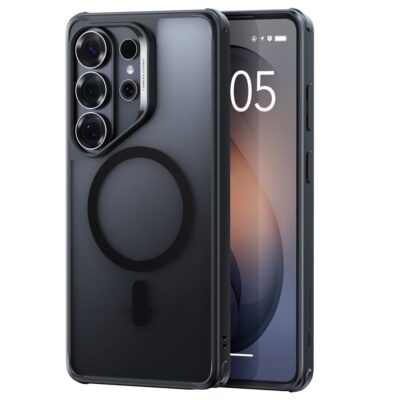 Juodas frosted dėklas Samsung Galaxy S26 Ultra su matiniu paviršiumi ir kameros apsauga