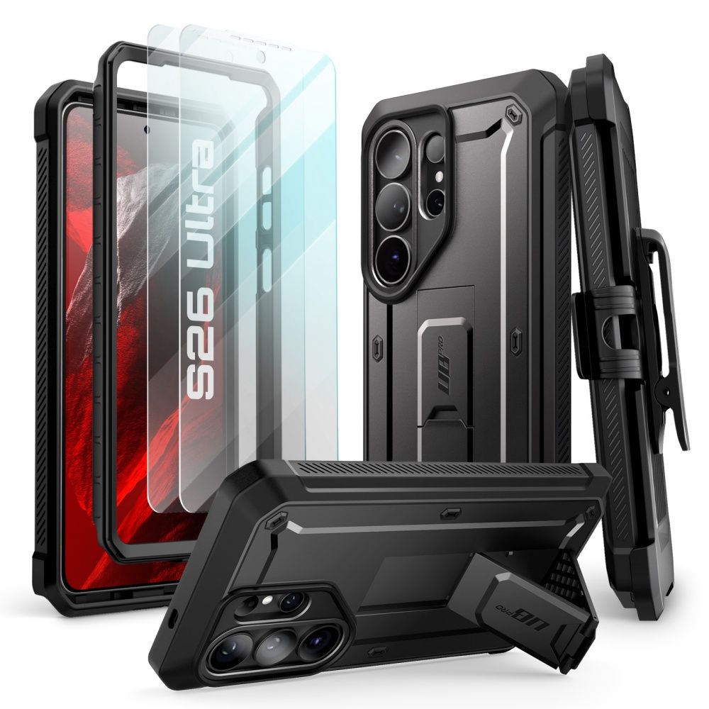 Juodas dėklas su apsauginiu stiklu Samsung Galaxy S26 Ultra Juodas dėklas su apsauginiu stiklu Samsung Galaxy S26 Ultra SUPCASE UNICORN BEETLE PRO