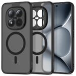 Juodas matinis dėklas Xiaomi Poco M8 Pro su apvalia MagSafe žyma ir matiniu paviršiumi