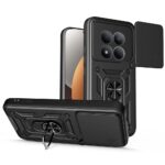 Juodas matinis dėklas Xiaomi Poco M8 Pro su kameros apsauga ir stovu