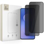 Juodas apsauginis ekrano stikliukas Samsung Galaxy su neutralios spalvos paketu ir dviem ekrano plokstemis