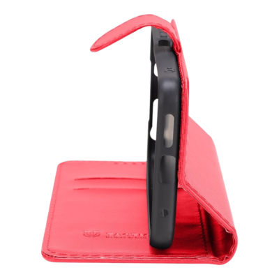 Raudonas atverčiamas dėklas Tactical Field Notes telefonui Xiaomi 15T atsidarytas vertikaliai