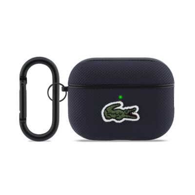 melynas deklas airpods pro 3 lacoste liquid silicone croc logo su juodu apkabintu