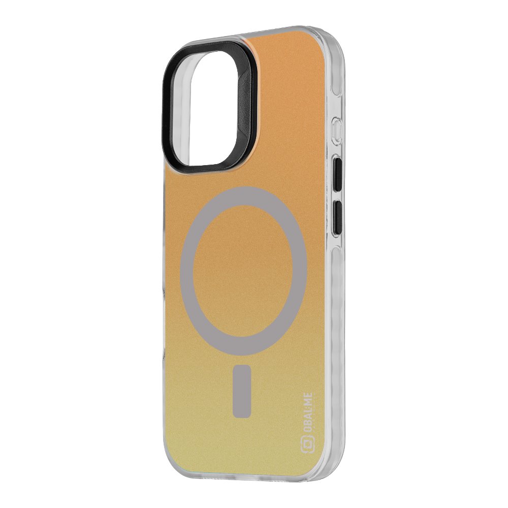Pilkas dėklas Apple Iphone 16 OBALME MagNetix SolarFlex Pilkas dėklas Apple Iphone 16 OBALME MagNetix SolarFlex su permatomu rėmeliu ir oranžinės spalvos nugarėle