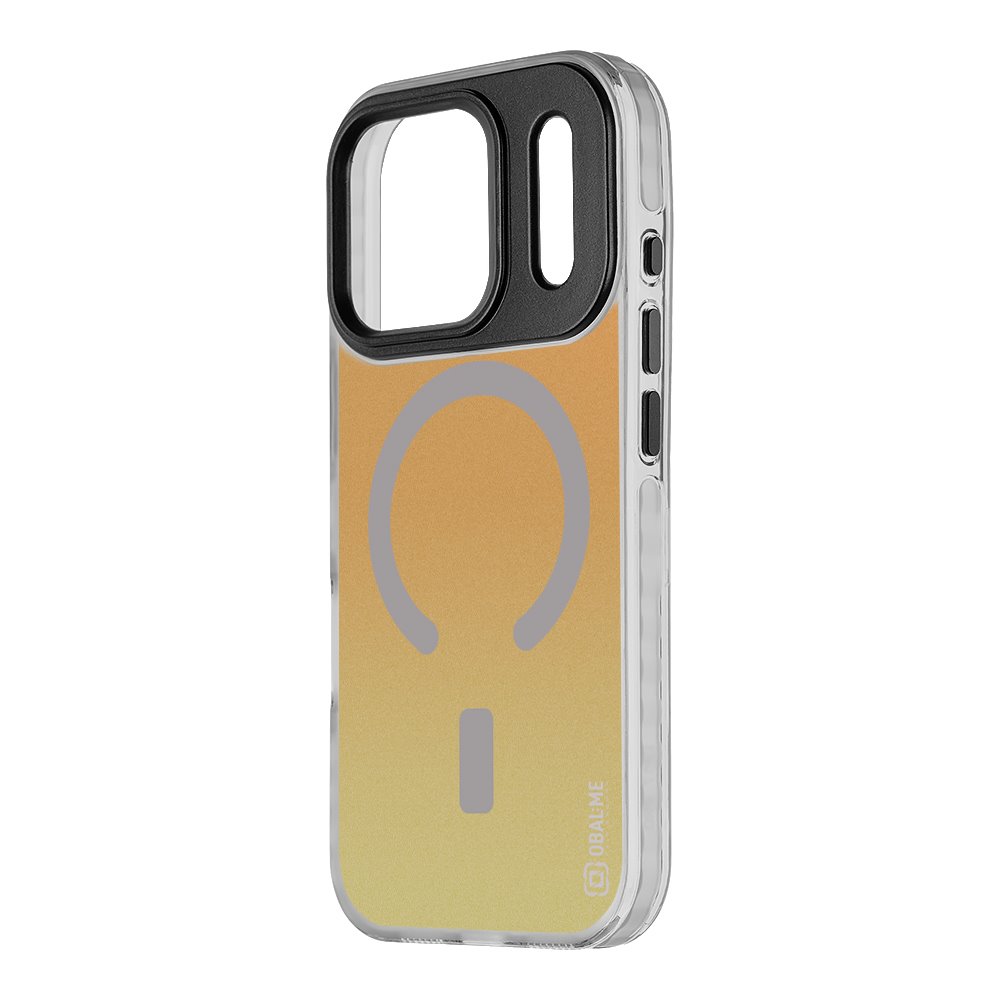 Pilkas dėklas Apple Iphone 17 Pro OBALME MagNetix SolarFlex Pilkas dėklas Apple Iphone 17 Pro OBALME MagNetix SolarFlex su permatomu kraštu ir saulės spalvų pagrindu