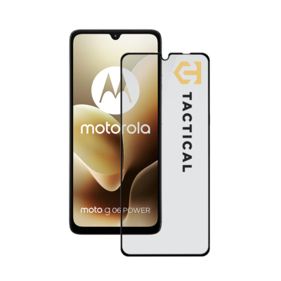 Juodas apsauginis ekrano stikliukas Motorola Moto G06 Power su Tactical Glass Shield 5D apsauga