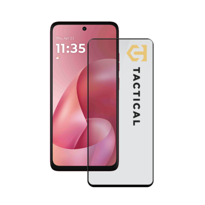 Juodas apsauginis ekrano stikliukas Motorola Moto G57 Power Tactical Glass Shield 5D ant išmaniojo telefono ekrano