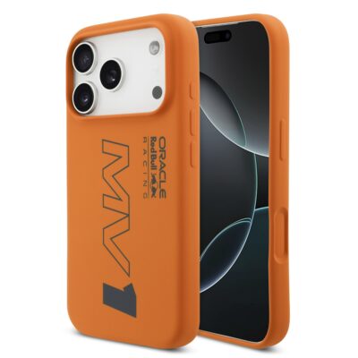 Oranžinis dėklas Apple Iphone 17 Pro Red Bull Silicone MV1 MagSafe su logotipais