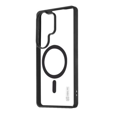 Juodas dėklas Samsung Galaxy S26 Ultra OBALME MagNetix Outline su pilku apskritimu