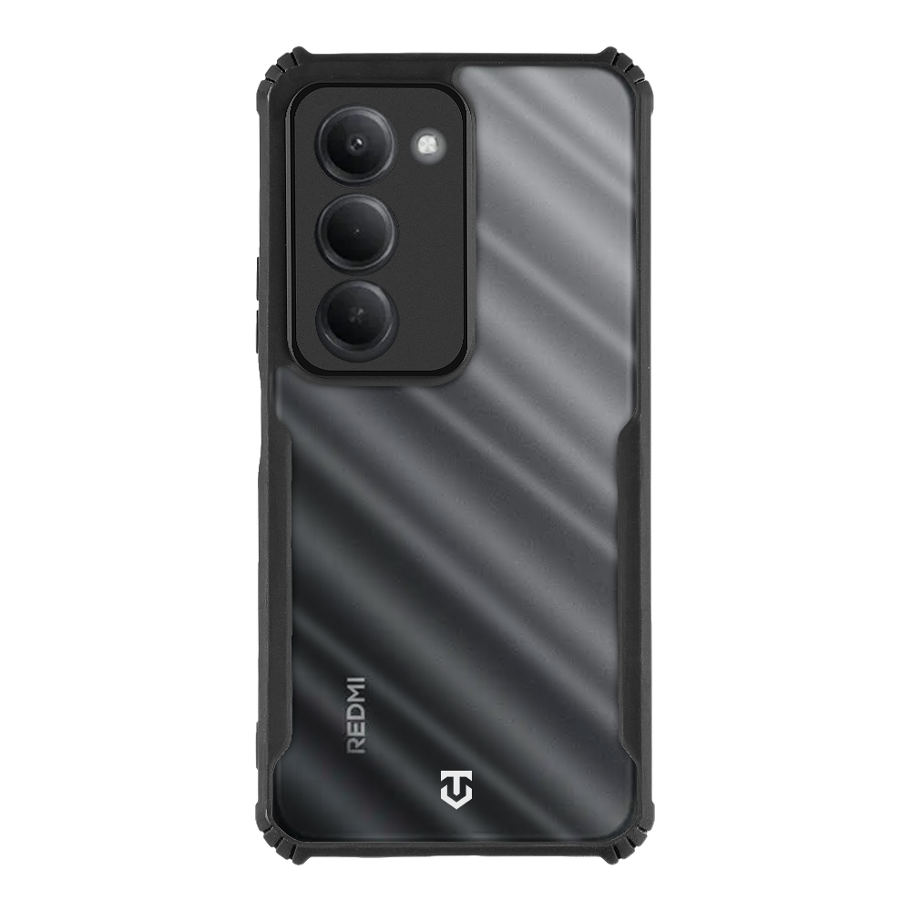 Skaidrus-juodas dėklas Tactical Quantum Stealth Xiaomi Redmi 15 Skaidrus-juodas dėklas Tactical Quantum Stealth telefonui Xiaomi Redmi 15 su matomu kameros moduliu