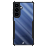 Skaidrus-juodas dėklas Tactical Quantum Stealth telefonui Samsung Galaxy S26 Plus su juodu rėmeliu