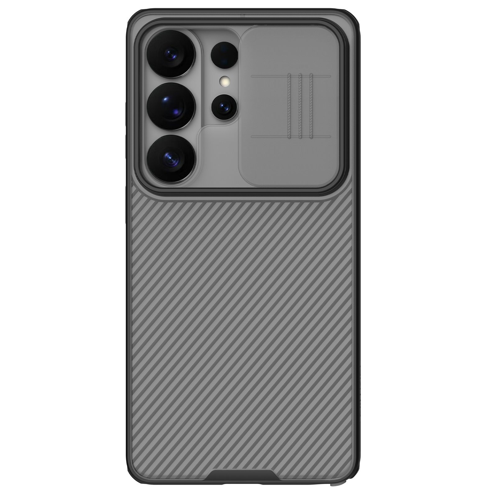 Skaidrus-juodas dėklas Samsung Galaxy S26 Ultra Nillkin Camshield Skaidrus-juodas dėklas Samsung Galaxy S26 Ultra Nillkin Camshield su kameros apsauga ir dryžuotu raštu
