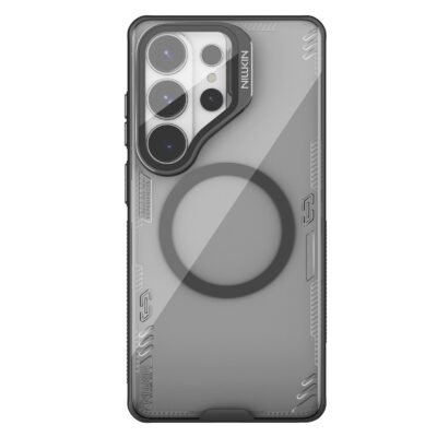 tamsiai juodas deklas samsung galaxy s26 ultra nillkin iceblade prop magnetic su permatomu skaidriu korpusu ir apsaugine kameru dali